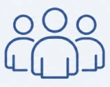 Group of three user icons standing side by side, representing a team or group collaboration.